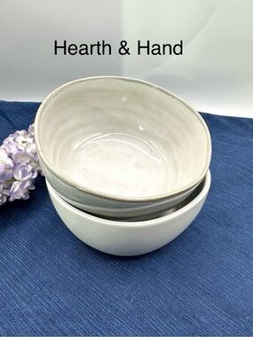 2 Hearth & Hand Magnolia mismatched cereal bowls.